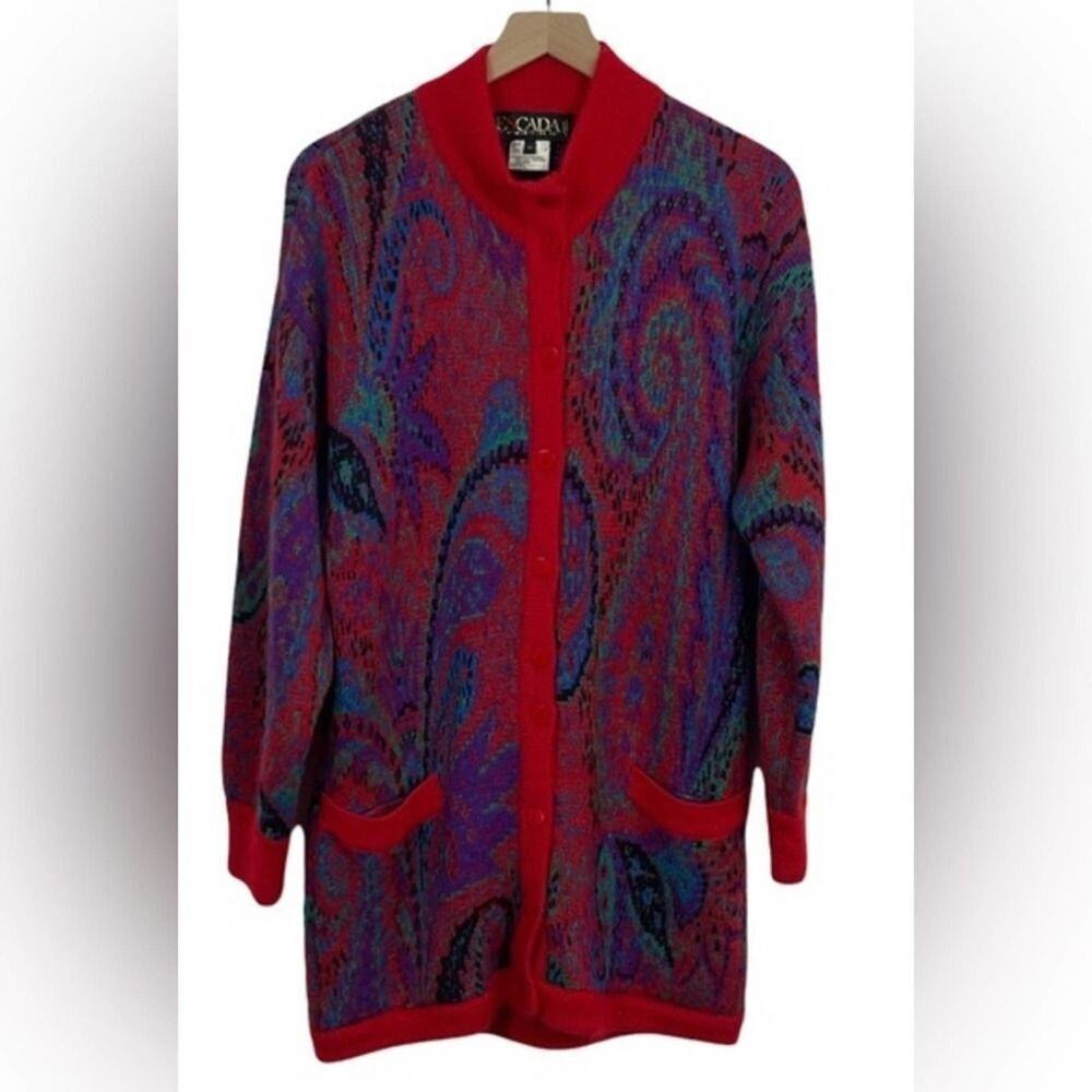 ESCADA BY MARGARETHA LEV MOHAIR BLEND PAISLEY CHUNKY VINTAGE SWEATER SIZE 42